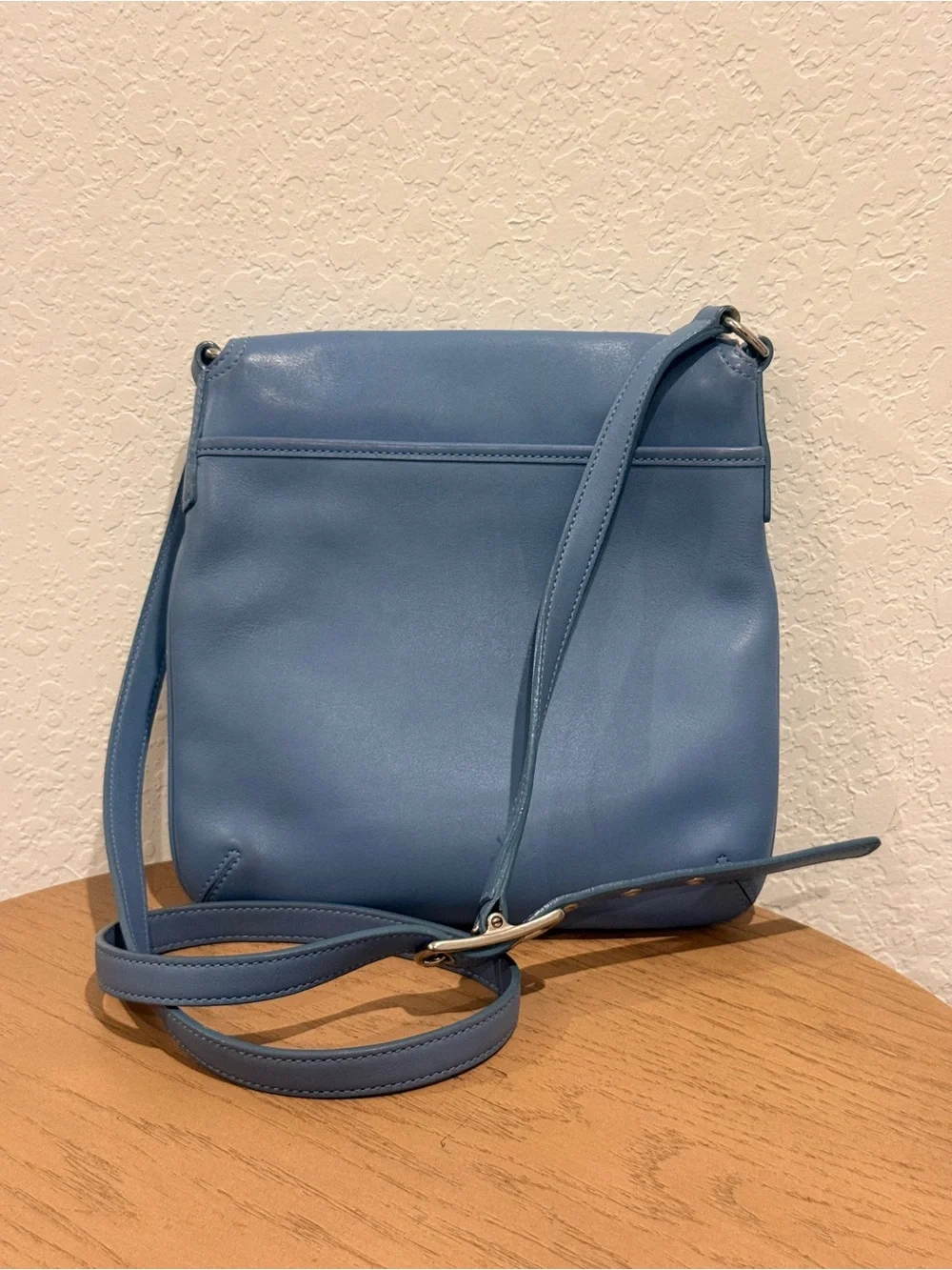 Coach Dusty Blue Leather Buckle Crossbody
